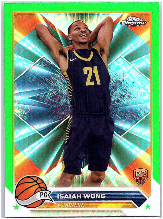 2023-24 Topps Chrome #80 Isaiah Wong Green Logo Refractors