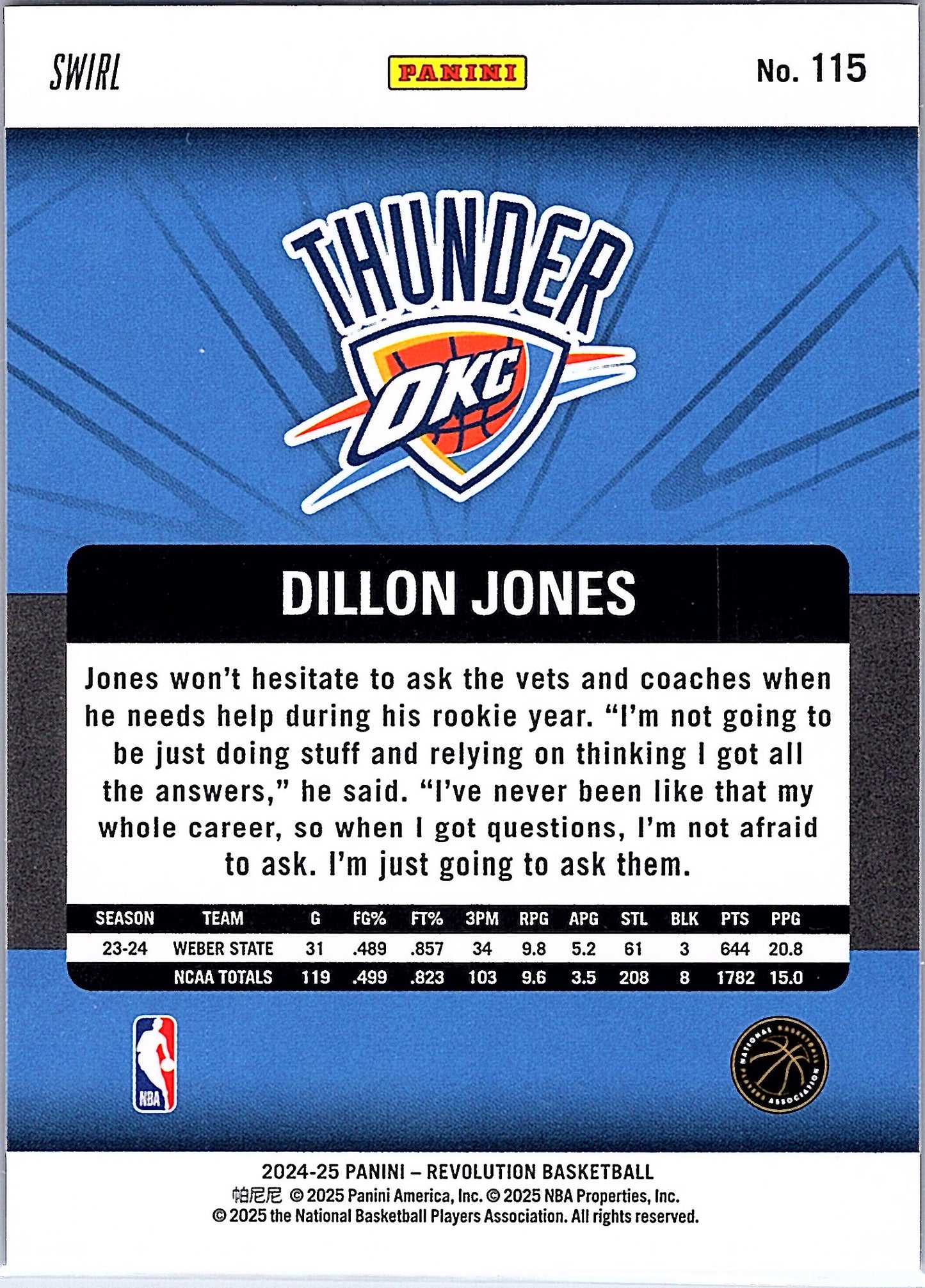 2024-25 Panini Revolution #115 Dillon Jones Red Swirl