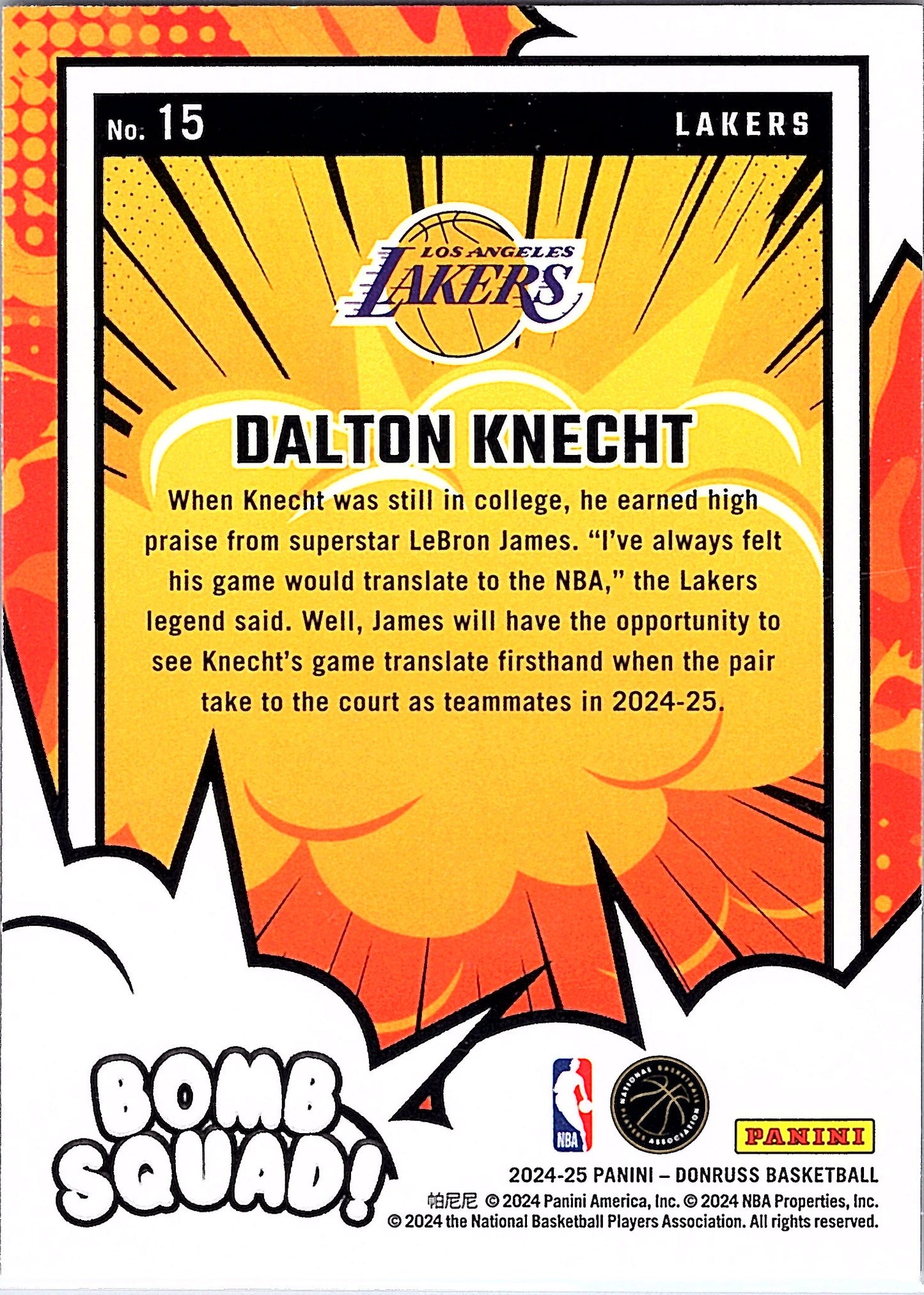 2024-25 Donruss #15 Dalton Knecht Bomb Squad