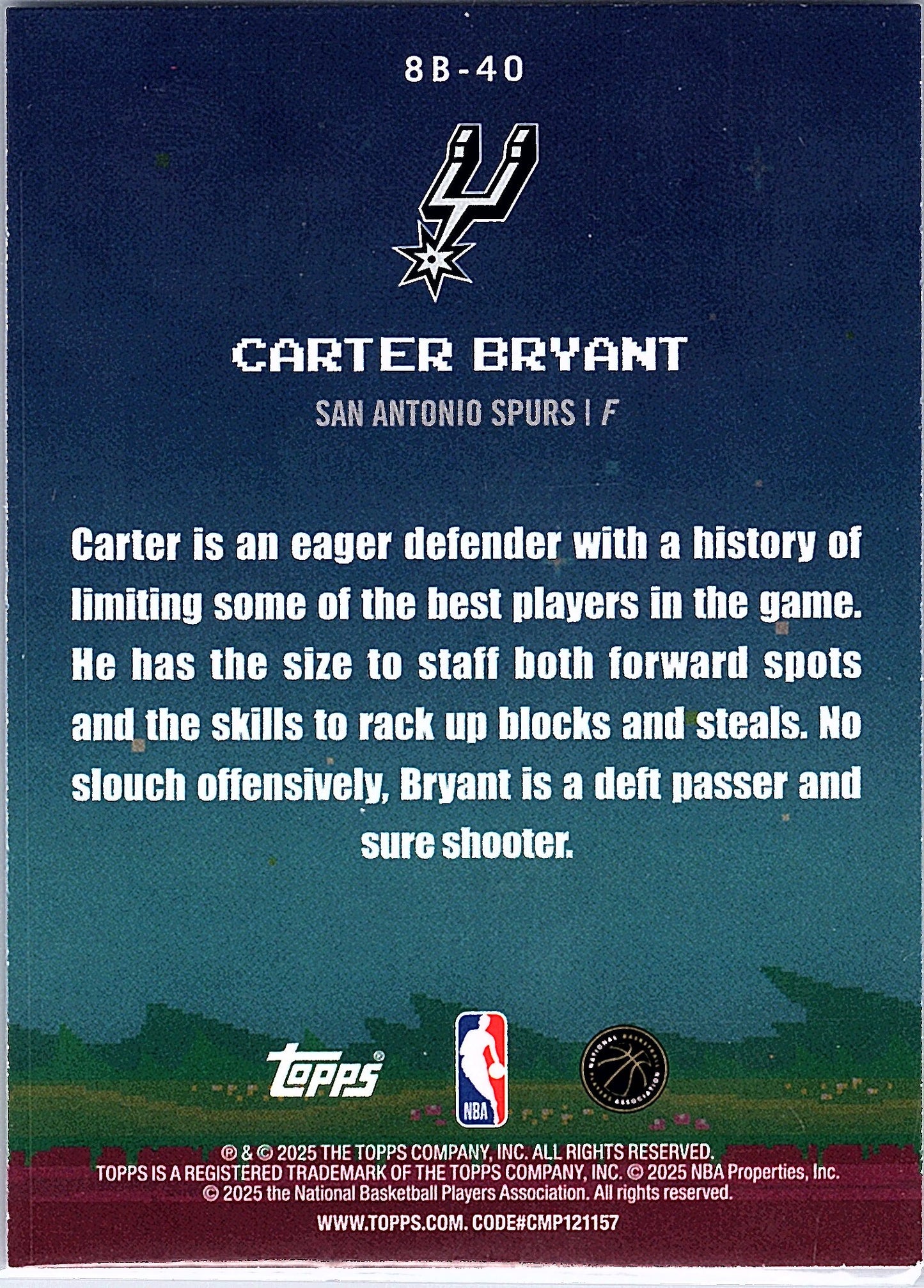 2025-26 Topps #8B-40 Carter Bryant 8-Bit Ballers