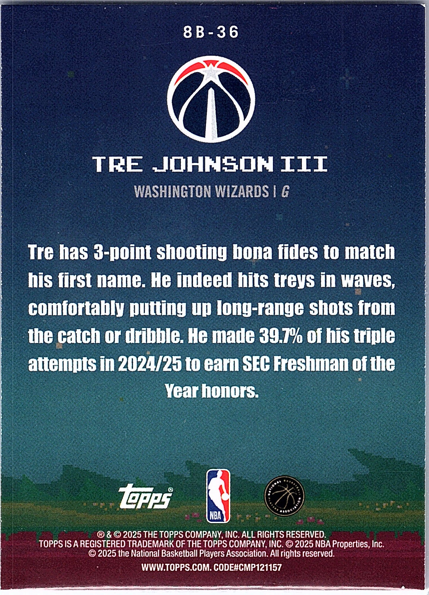 2025-26 Topps #8B-36 Tre Johnson III 8-Bit Ballers