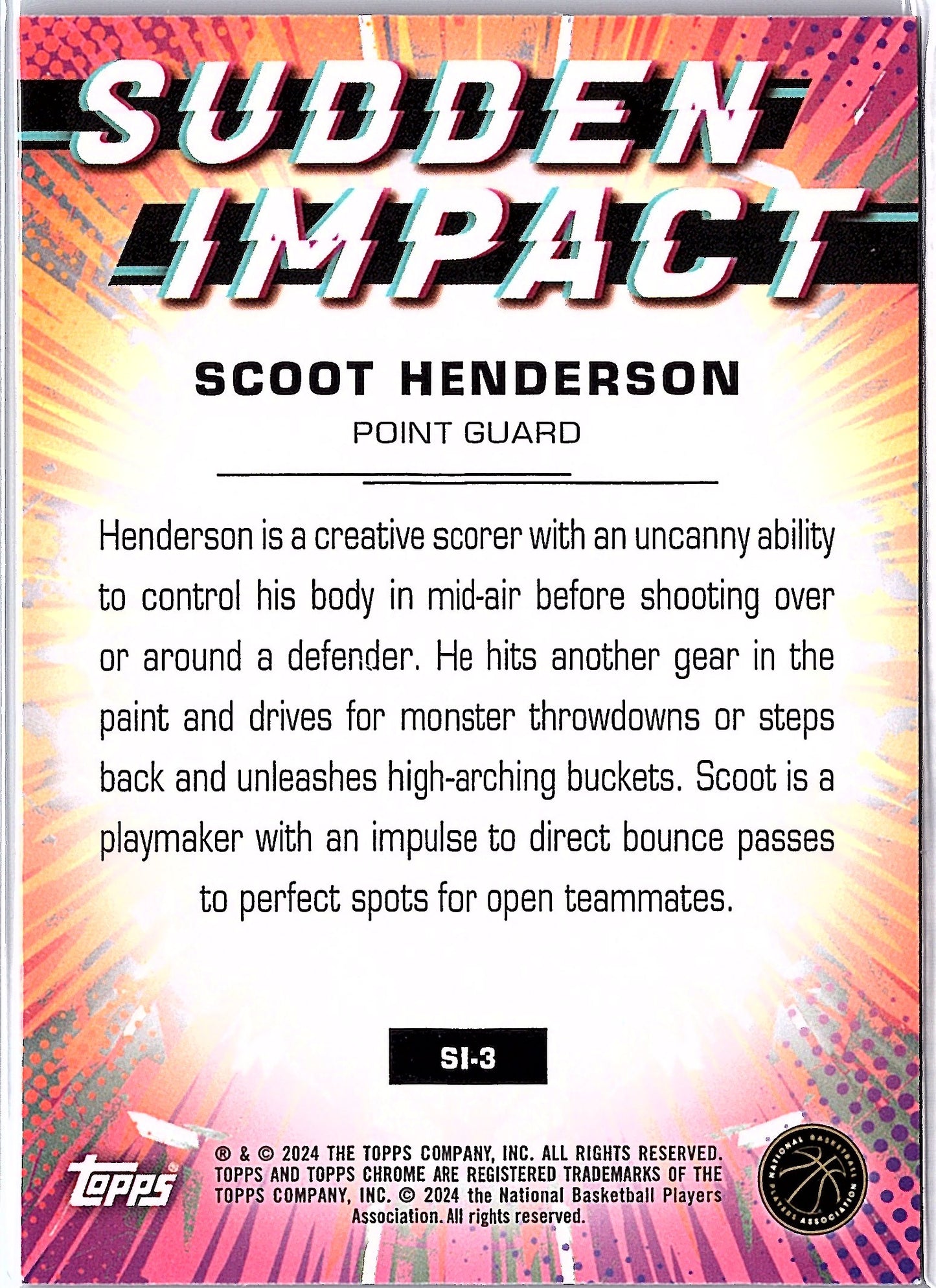 2023-24 Topps Chrome #SI-3 Scoot Henderson Sudden Impact