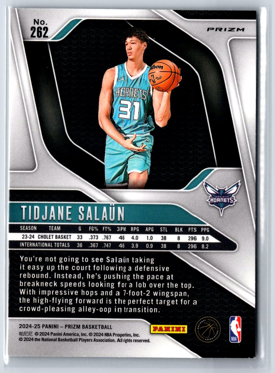 2024-25 Panini Prizm #262 Tidjane Salaun Prizms Green