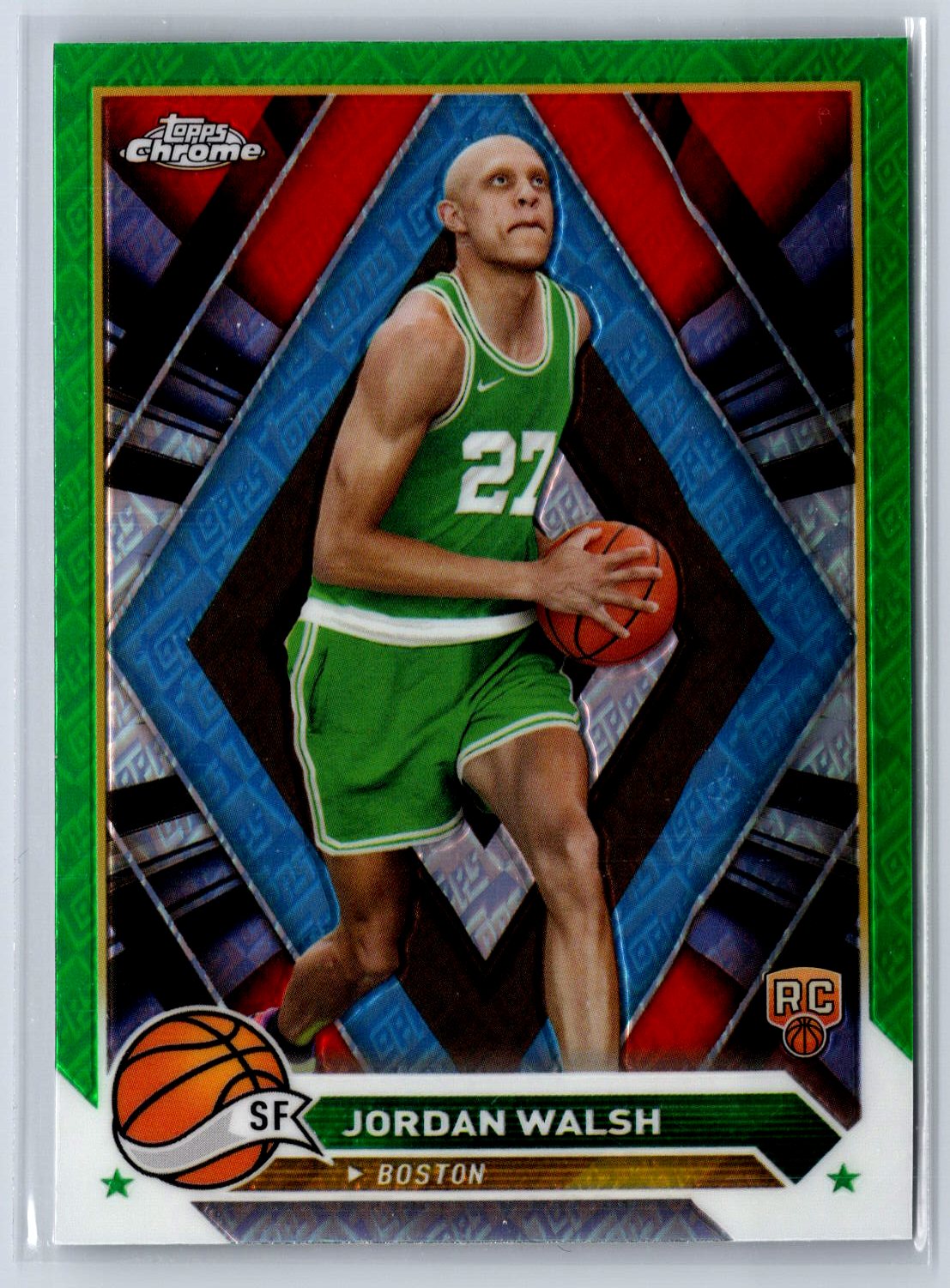 2023-24 Topps Chrome #189 Jordan Walsh Green Logo Refractors