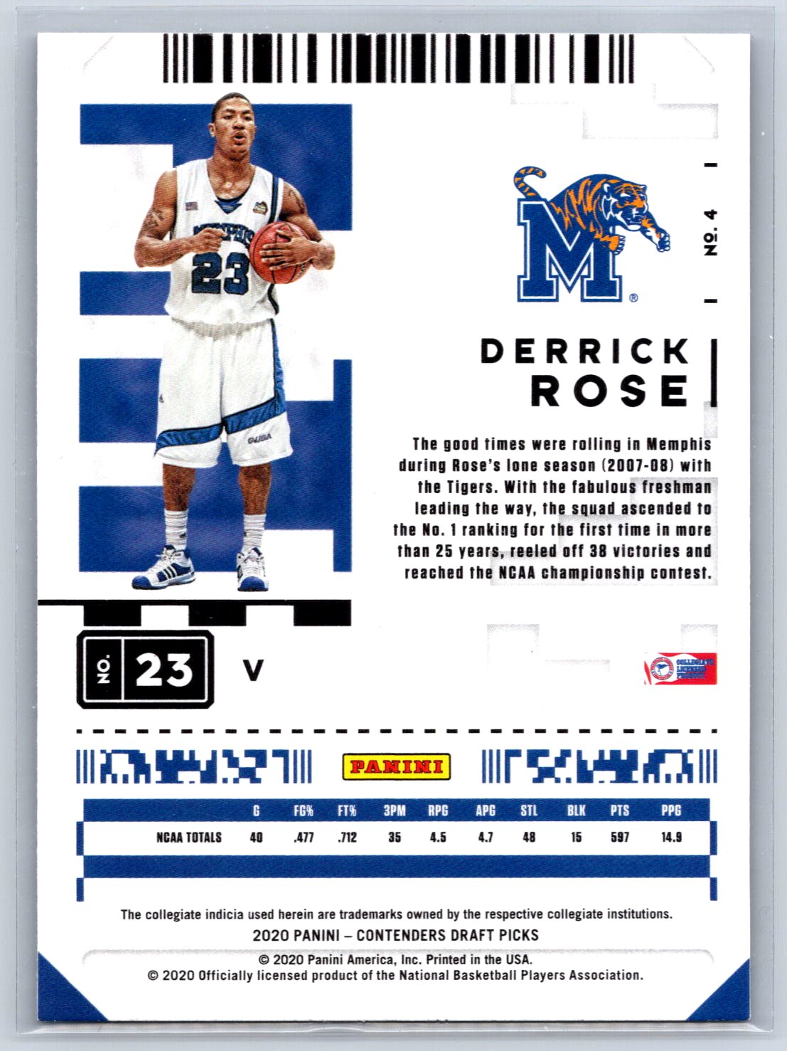2020 Panini Contenders Draft Picks #4b Derrick Rose Game Ticket Green Explosion