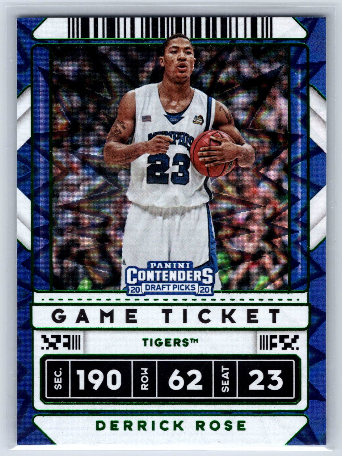 2020 Panini Contenders Draft Picks #4b Derrick Rose Game Ticket Green Explosion