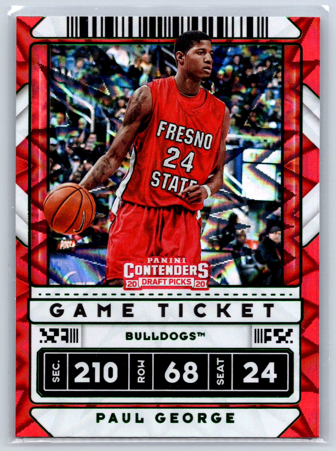 2020 Panini Contenders Draft Picks #19 Paul George Game Ticket Green Explosion