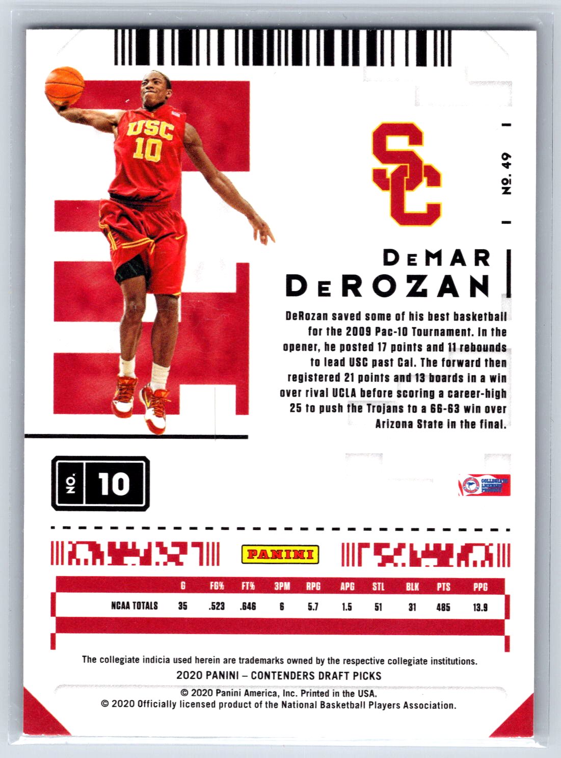 2020 Panini Contenders Draft Picks #49 DeMar DeRozan Game Ticket Green Explosion