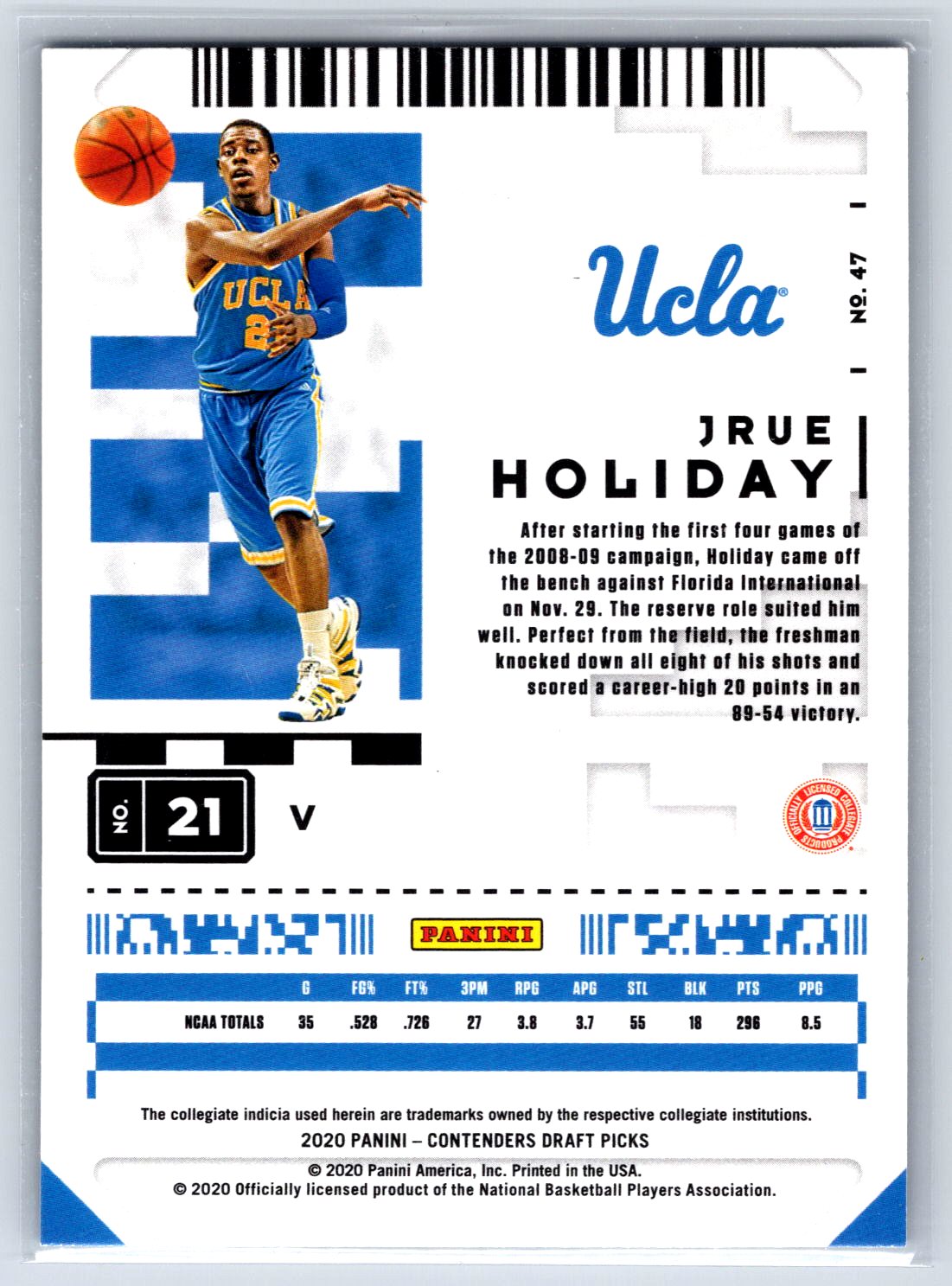2020 Panini Contenders Draft Picks #47 Jrue Holiday Game Ticket Green Explosion