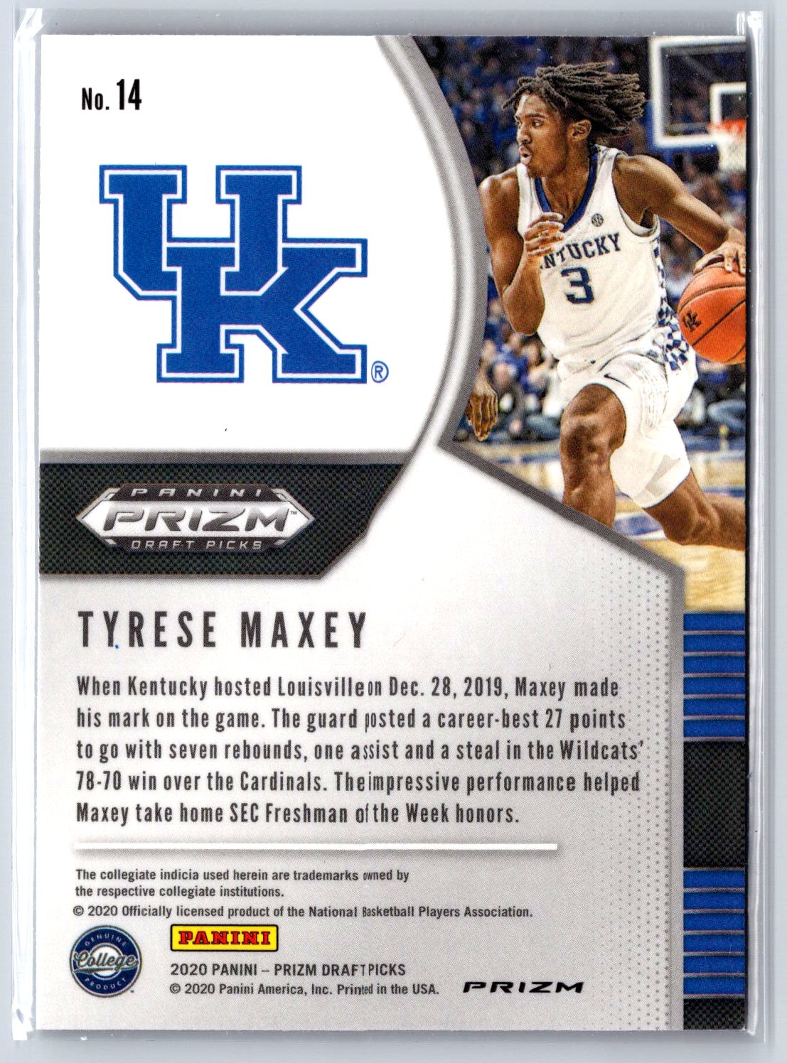2020 Panini Prizm Draft Picks Collegiate #14 Tyrese Maxey Pink Ice