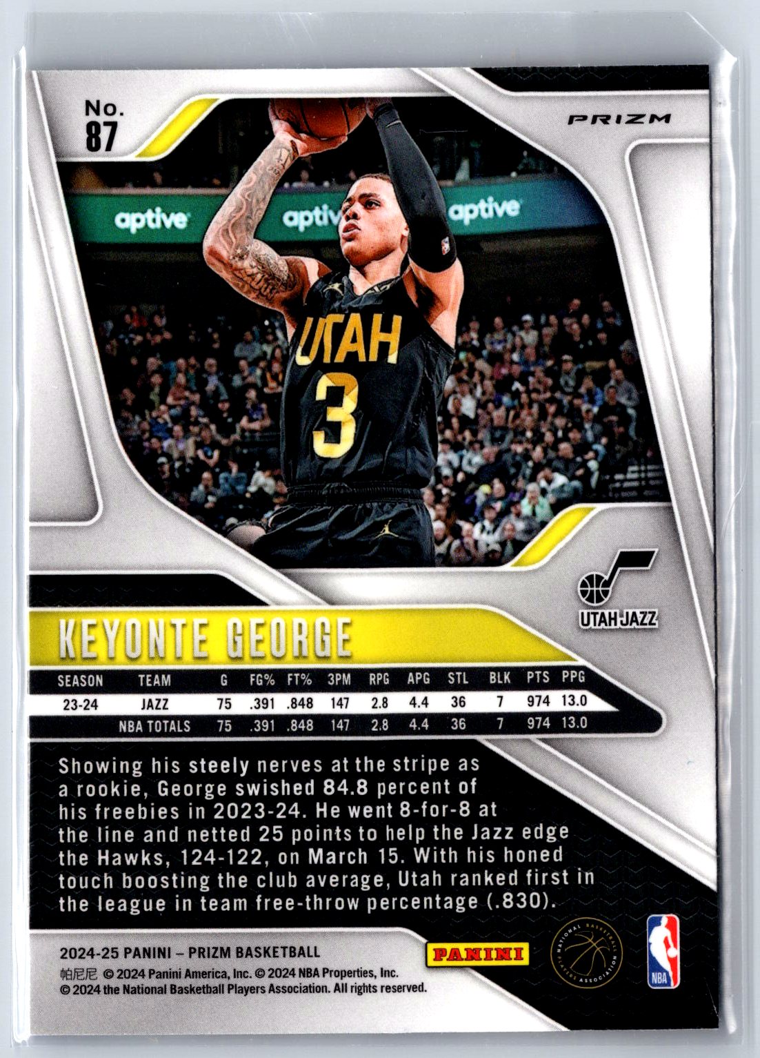 2024-25 Panini Prizm #87 Keyonte George Prizms Red White and Blue