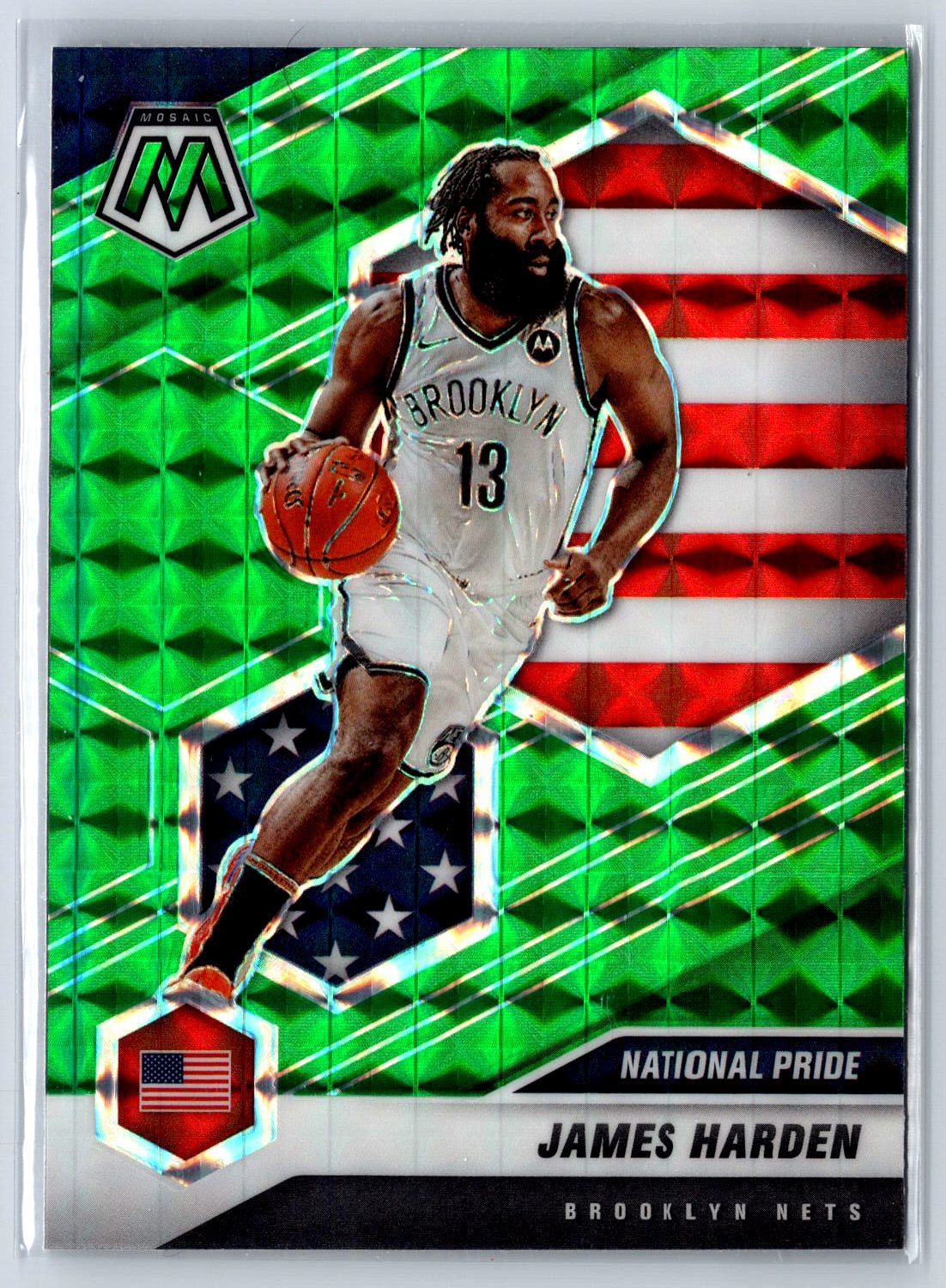 2020-21 Panini Mosaic #256 James Harden Mosaic Green