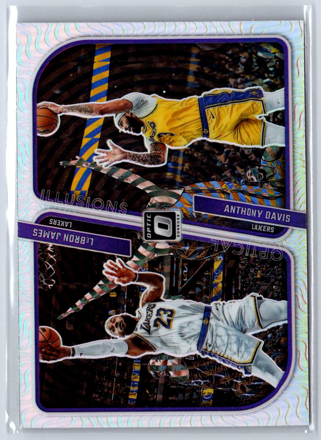 2023-24 Donruss Optic #1 Anthony Davis / LeBron James Optical Illusions Holo