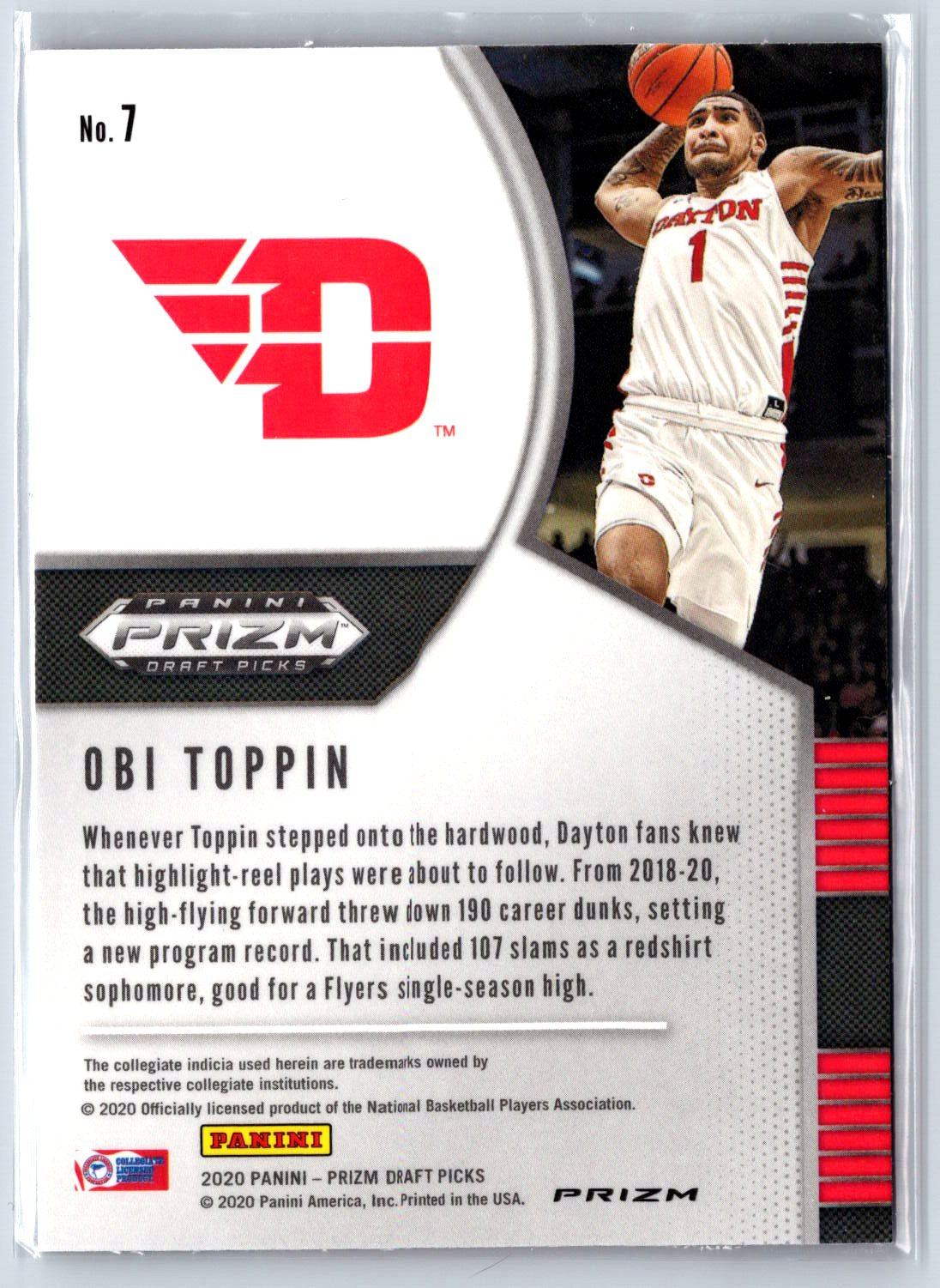 2020 Panini Prizm Draft Picks Collegiate #7 Obi Toppin Pink Ice