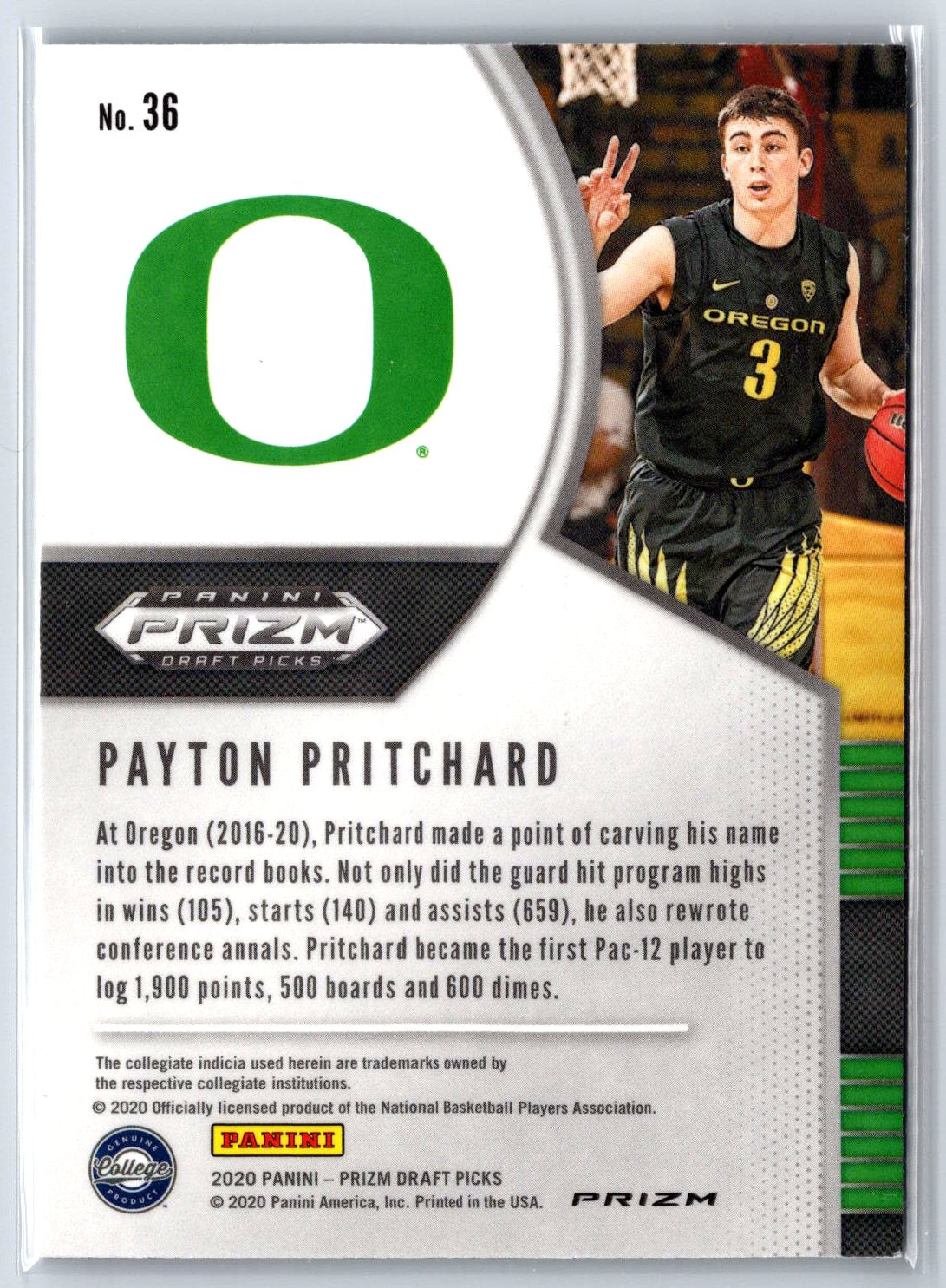 2020 Panini Prizm Draft Picks Collegiate #36 Payton Pritchard Green