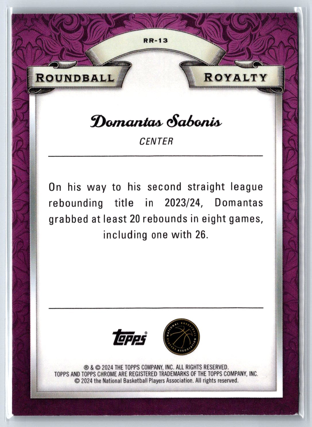2023-24 Topps Chrome #RR-13 Domantas Sabonis Royalty Refractor Green Topps