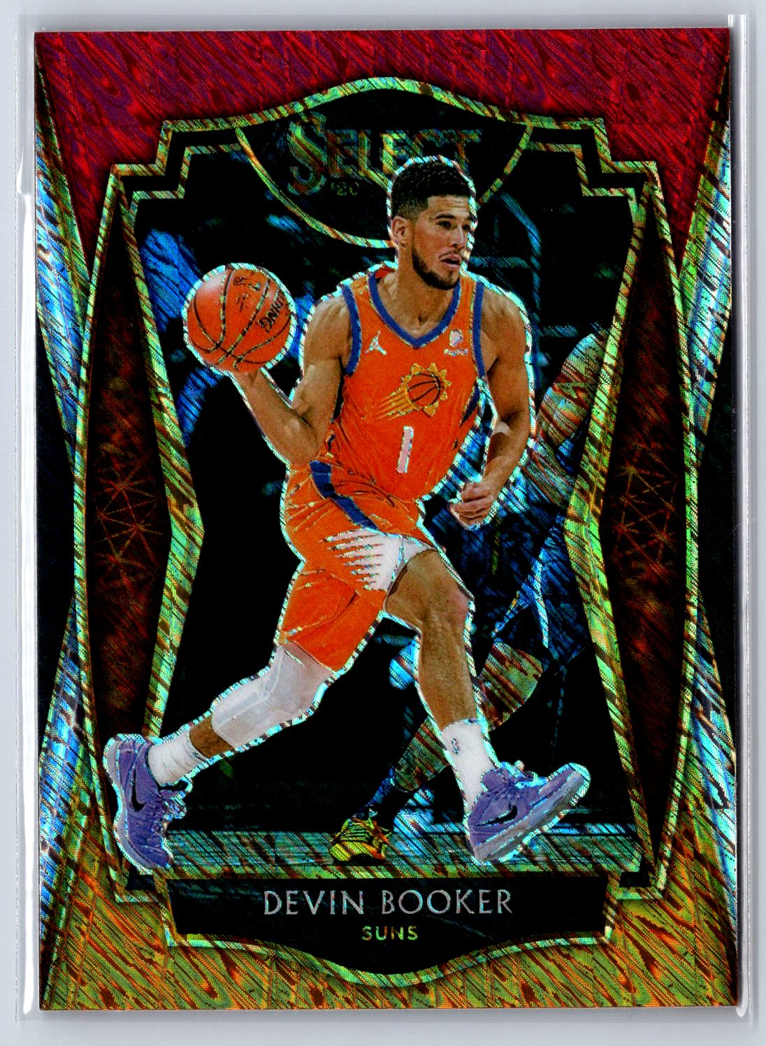 2020-21 Panini Select #121 Devin Booker Red White Orange Shimmer