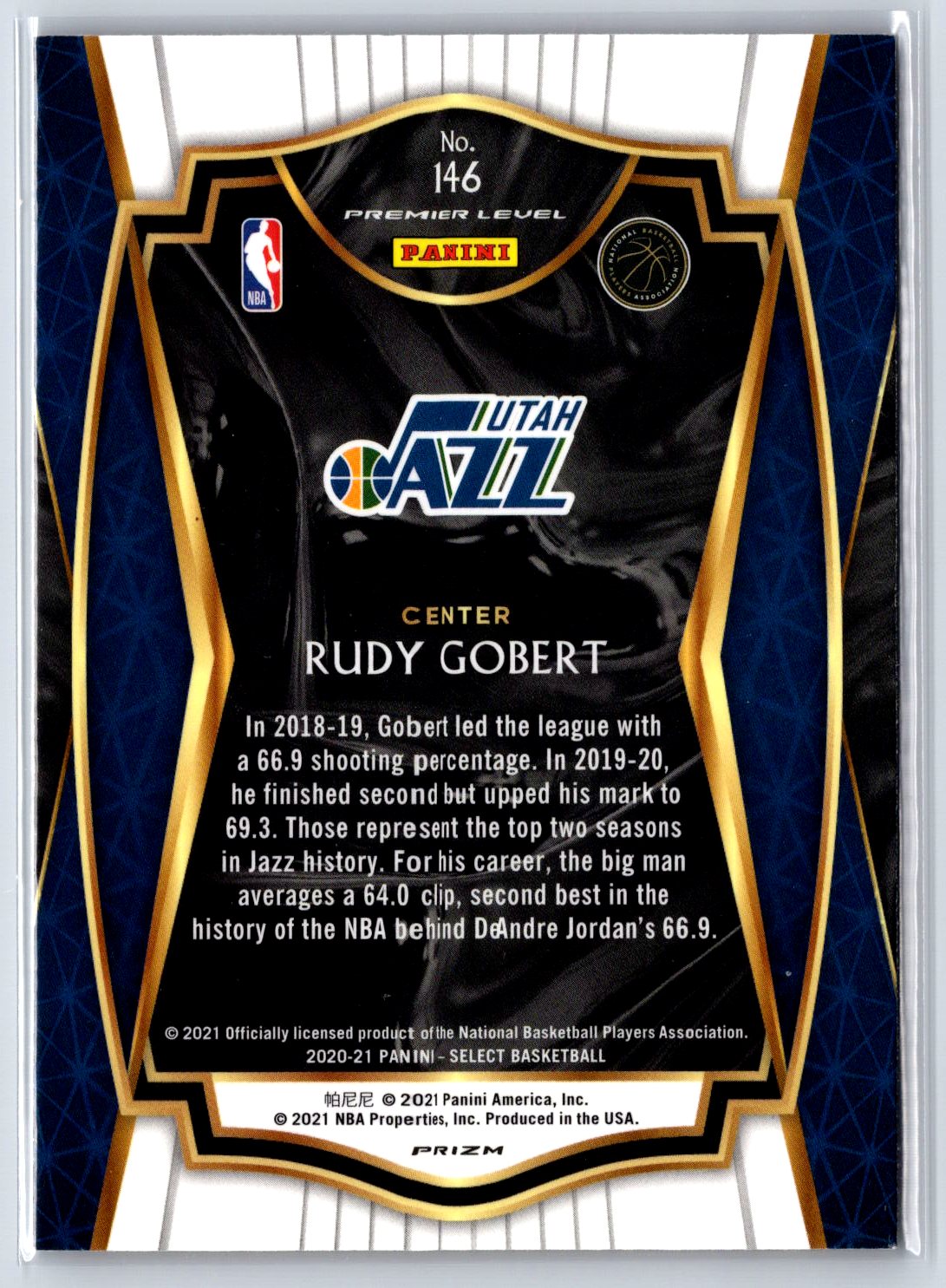 2020-21 Panini Select #146 Rudy Gobert Red White Orange Shimmer