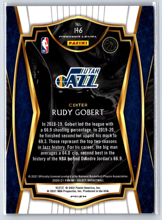 2020-21 Panini Select #146 Rudy Gobert Red White Orange Shimmer