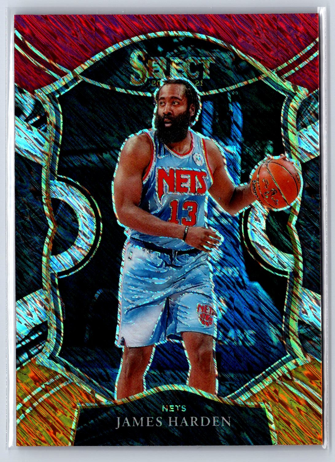 2020-21 Panini Select #12 James Harden Red White Orange Shimmer