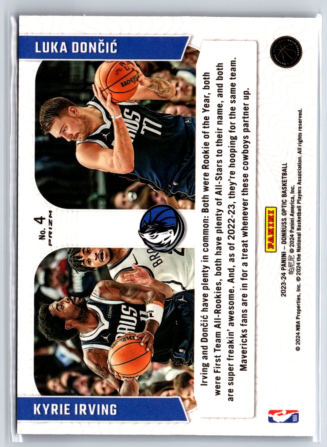2023-24 Donruss Optic #4 Kyrie Irving / Luka Doncic Optical Illusions Purple