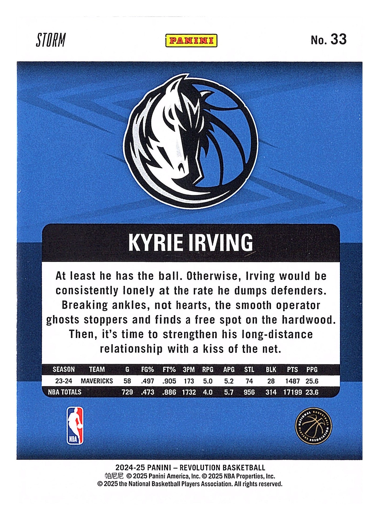 2024-25 Panini Revolution #33 Kyrie Irving Blue Storm