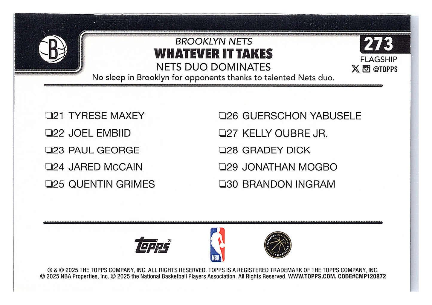 2025-26 Topps #273 Whatever It Takes: Nets Duo Dominates