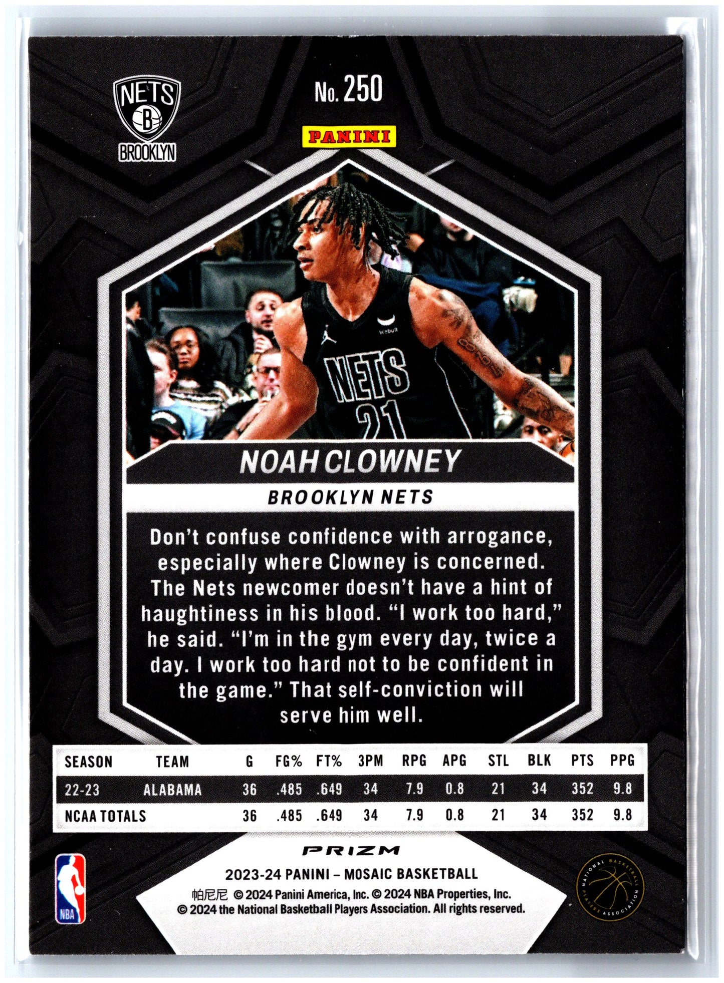 2023-24 Panini Mosaic #250 Noah Clowney Mosaic