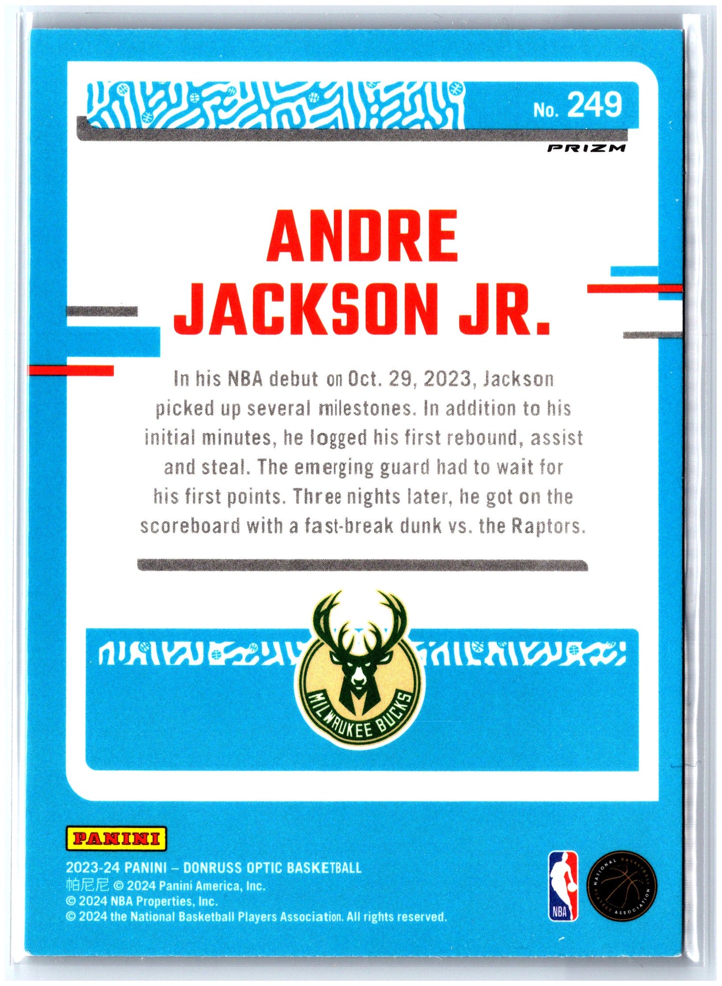 2023-24 Donruss Optic #249 Andre Jackson Jr. Purple Shock