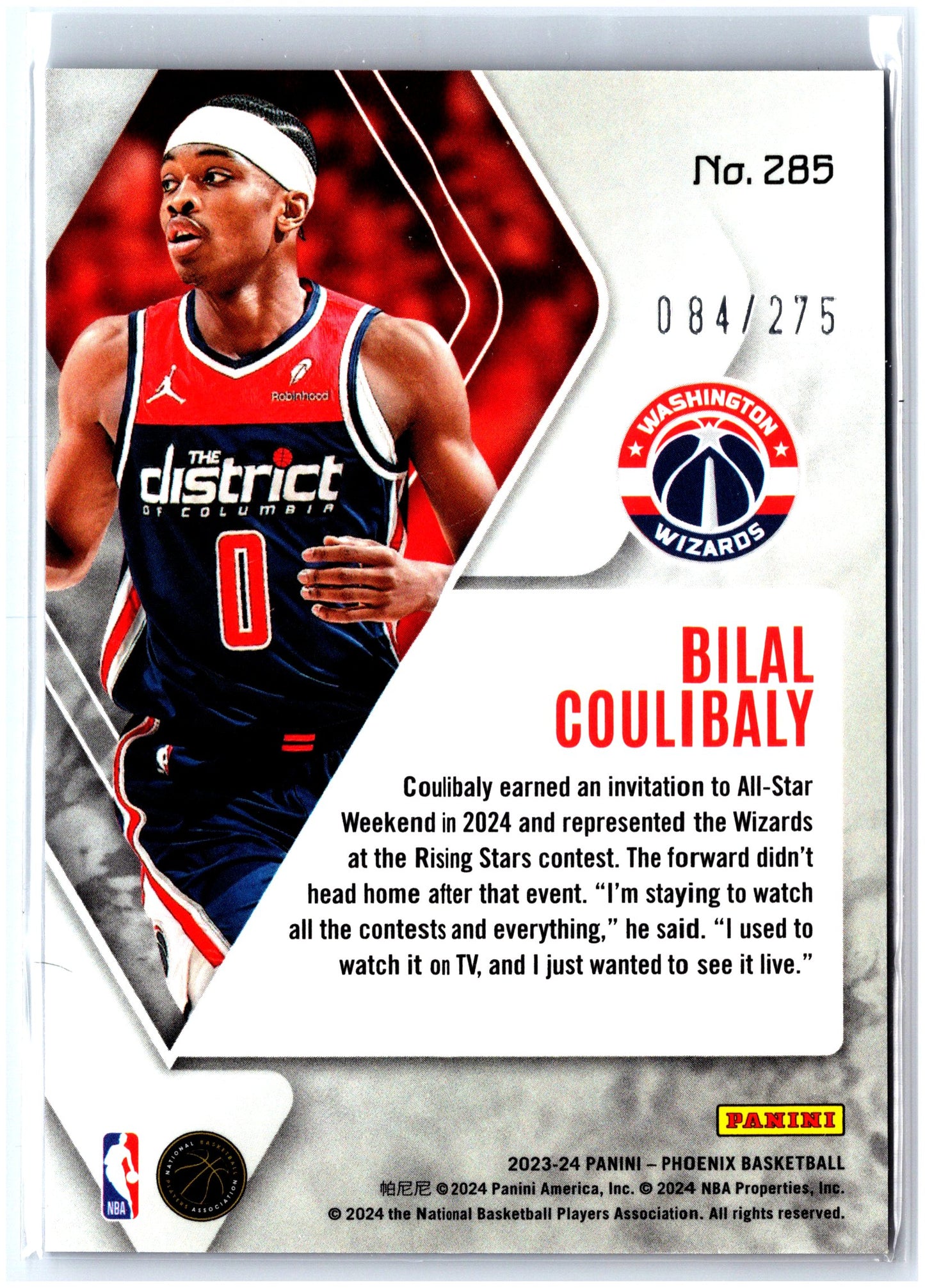 2023-24 Panini Phoenix #285 Bilal Coulibaly Phoenix Blue Lazer #/275