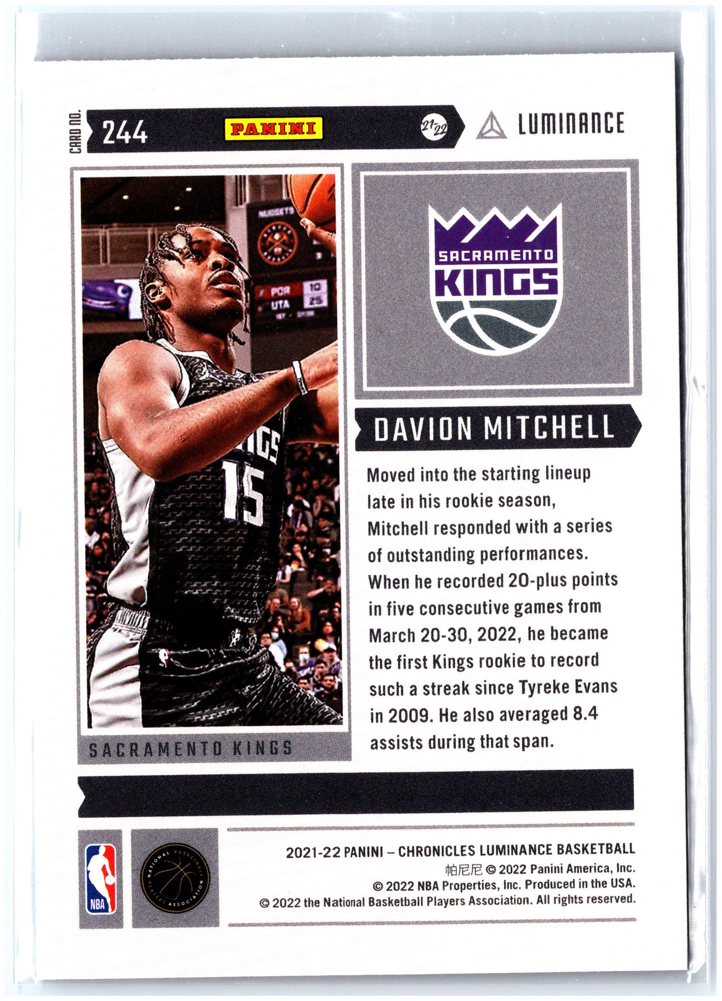 2021-22 Panini Chronicles #244 Davion Mitchell Pink