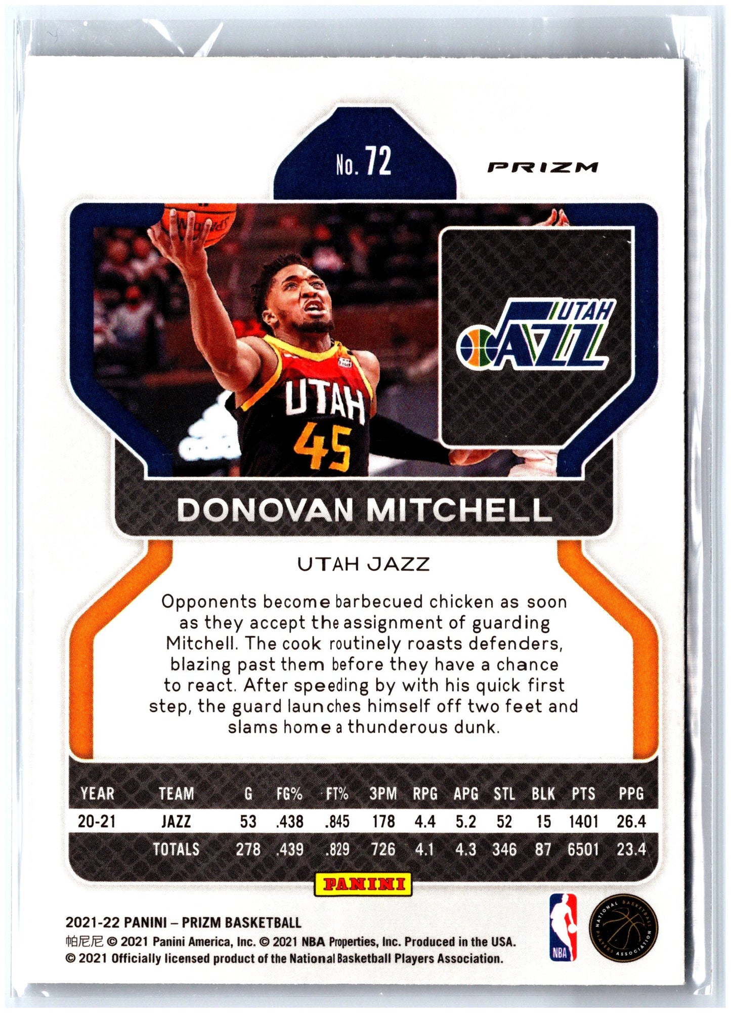 2021-22 Panini Prizm #72 Donovan Mitchell Silver Wave