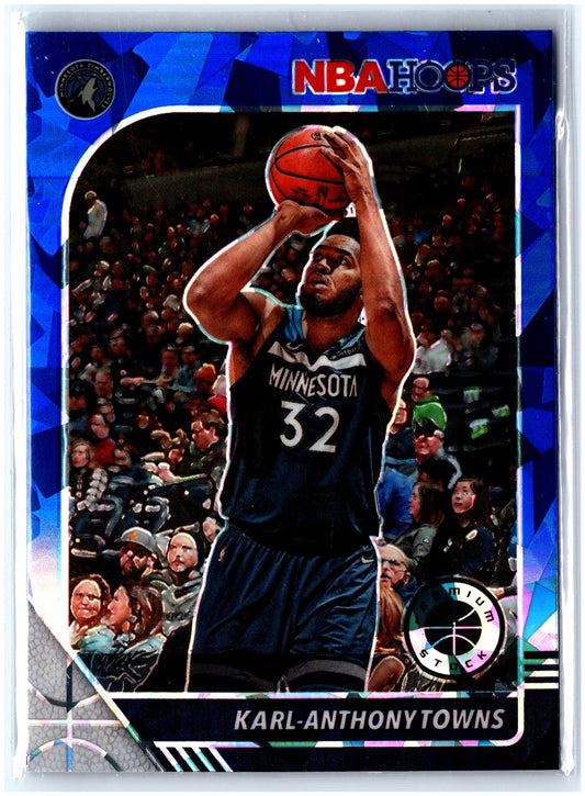 2019-20 Hoops Premium Stock #111 Karl-Anthony Towns Prizms Blue Cracked Ice