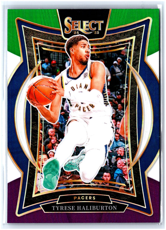 2024-25 Panini Select #64 Tyrese Haliburton Green White Purple Prizm