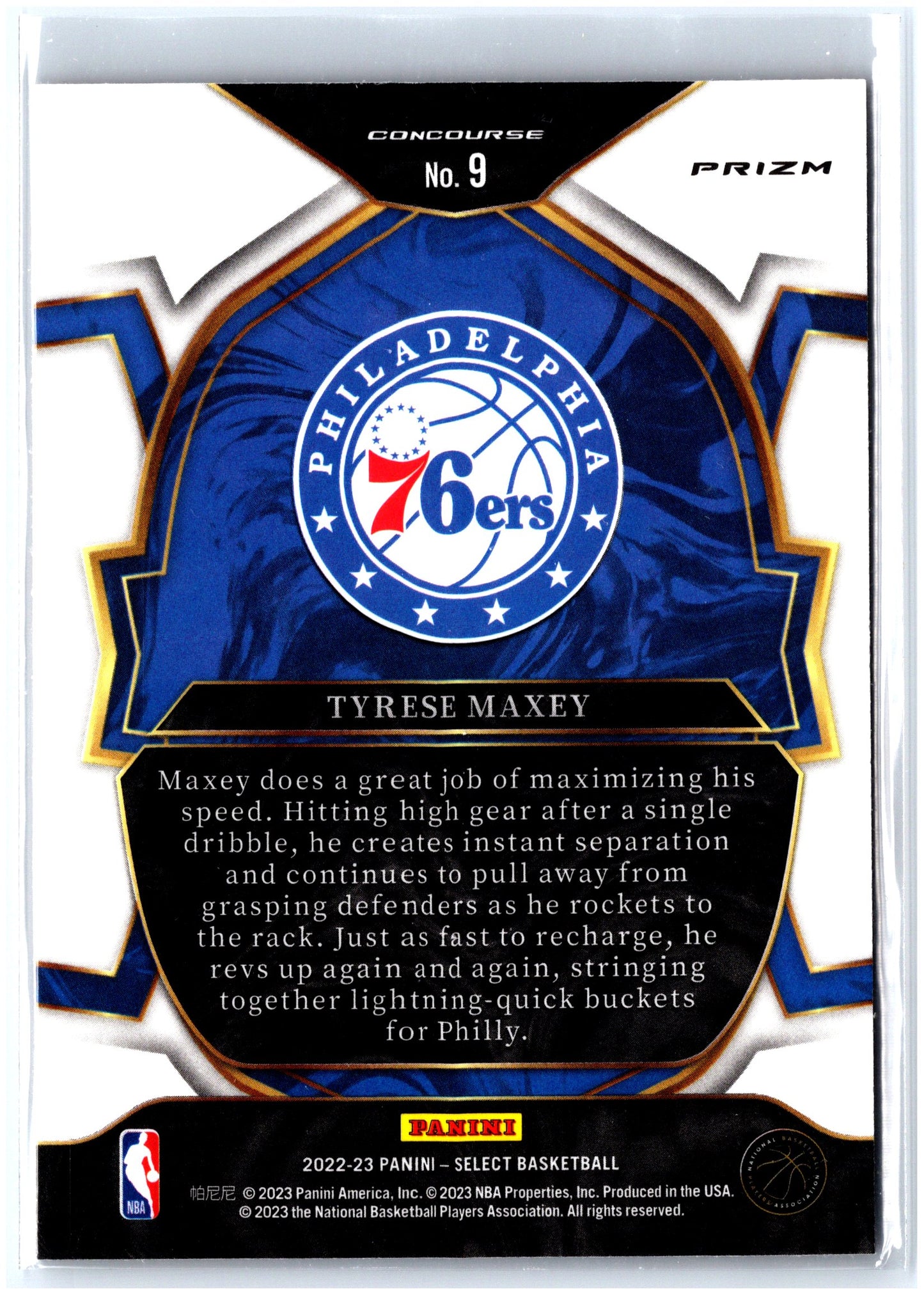 2022-23 Panini Select #9 Tyrese Maxey Orange Flash Prizms