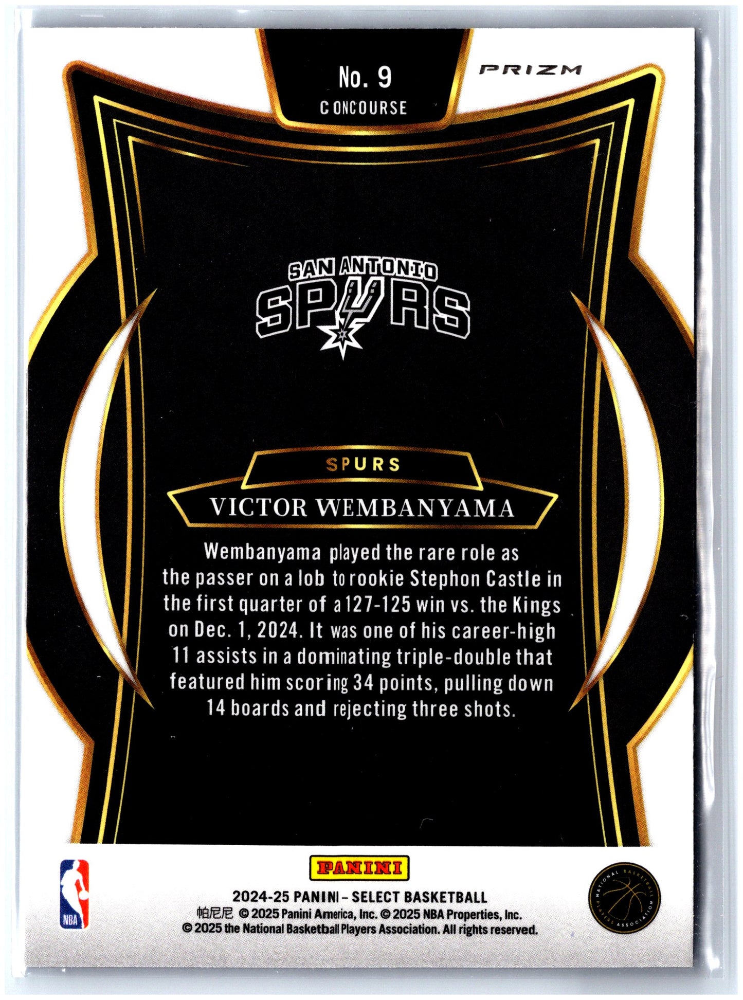 2024-25 Panini Select #9 Victor Wembanyama Blue Prizm