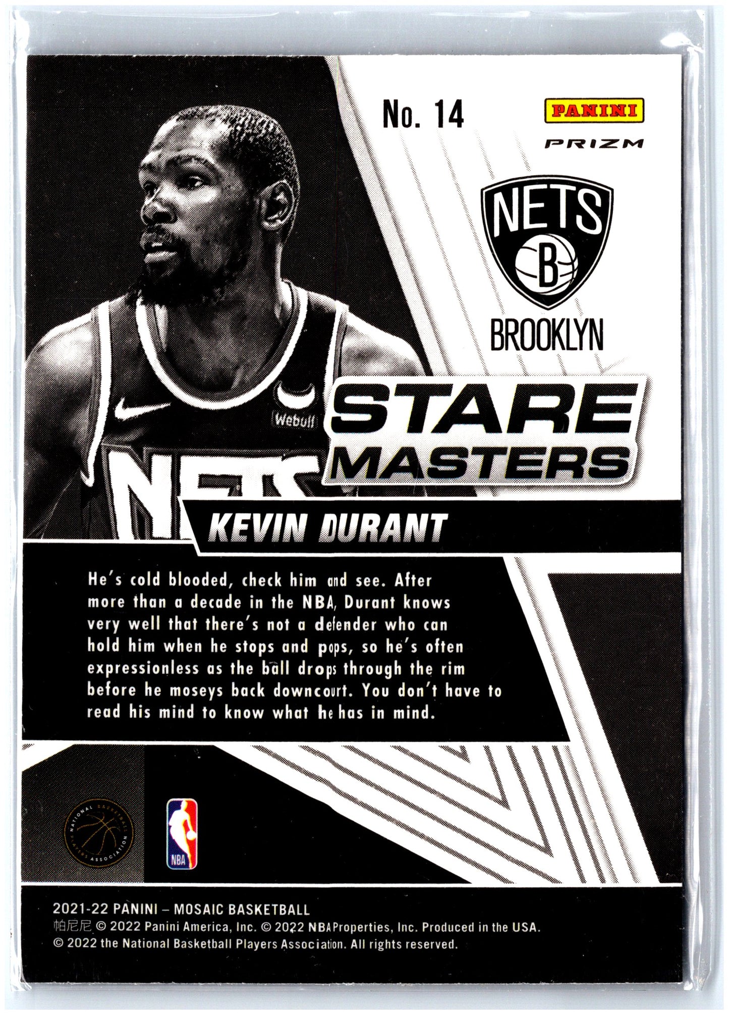 2021-22 Panini Mosaic #14 Kevin Durant Stare Masters Mosaic