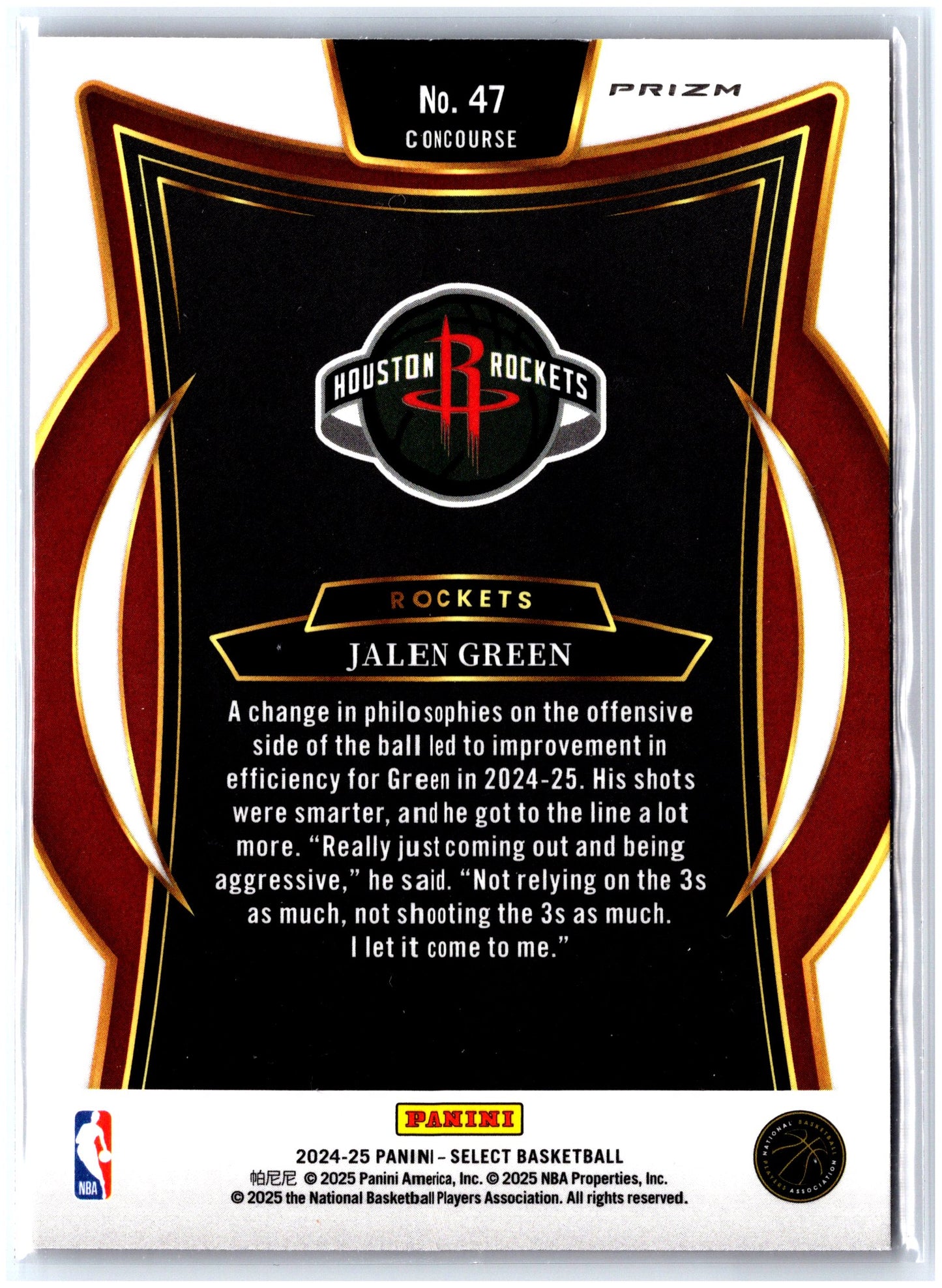 2024-25 Panini Select #47 Jalen Green Orange Flash Prizm