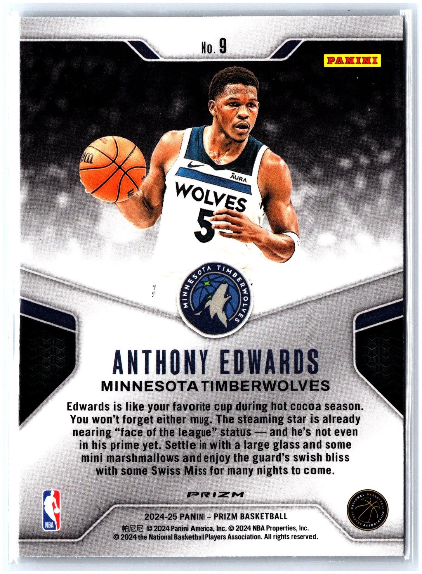2024-25 Panini Prizm #9 Anthony Edwards Dominance Prizms Silver