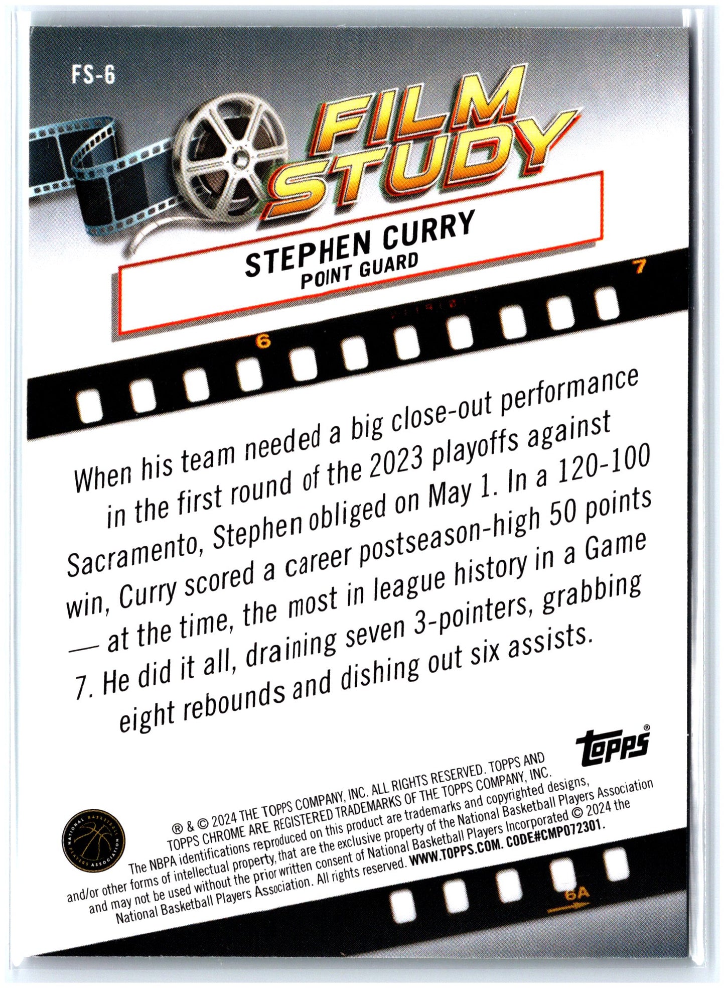 2023-24 Topps Chrome #FS-6 Stephen Curry Film Study Refractor Green Topps