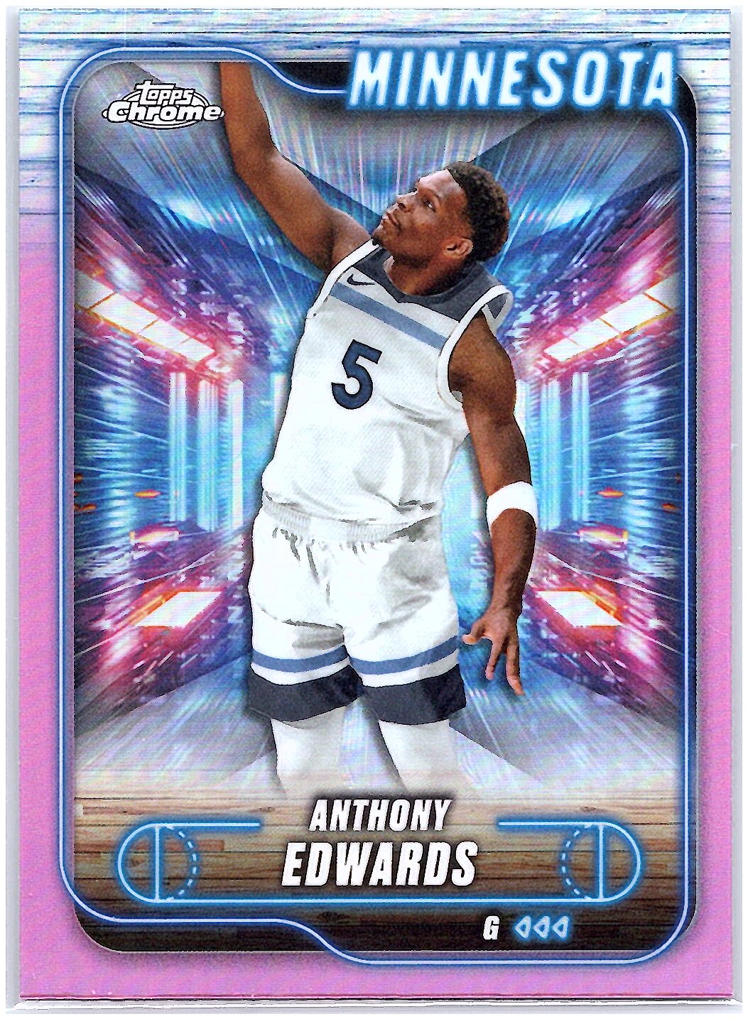 2025 Topps Chrome Anthony Edwards Minnesota 77 Pink Refractor