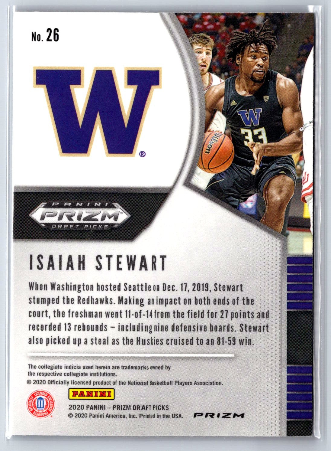 2020 Panini Prizm Draft Picks Collegiate #26 Isaiah Stewart Red Ice