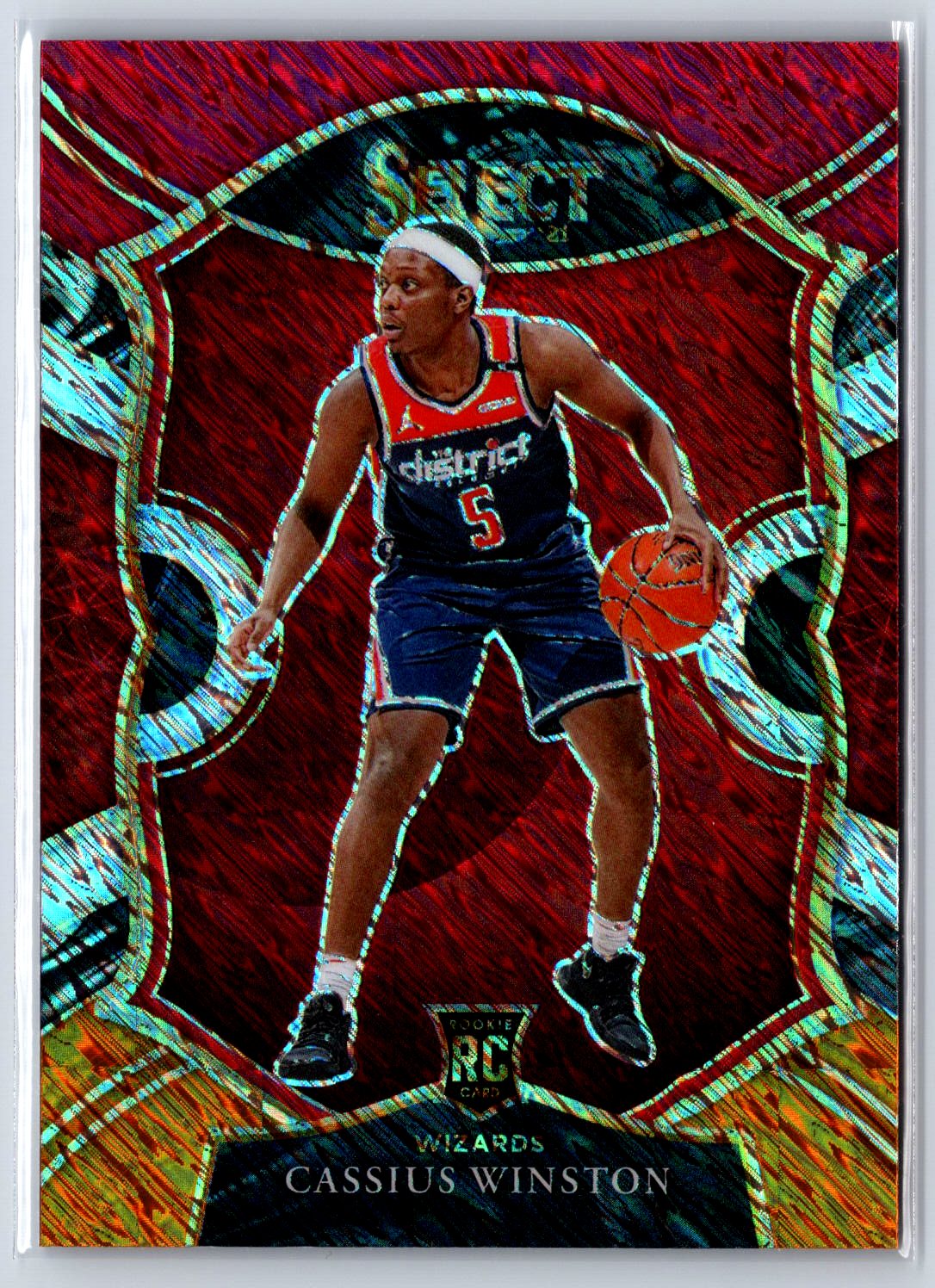 2020-21 Panini Select #96 Cassius Winston Red White Orange Shimmer